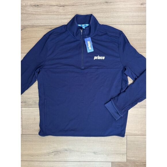 NWT Prince Pickleball Men's Ponte 1/4 Zip Pullover Sweater Top Blue L large - Picture 3 of 3